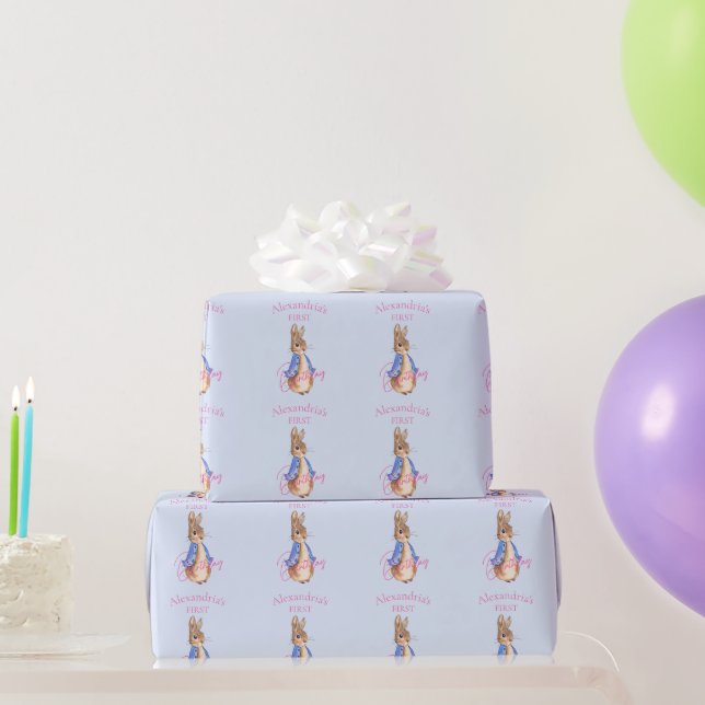 Custom Name Peter the rabbit First Birthday  Wrapping Paper (Party Gifts)