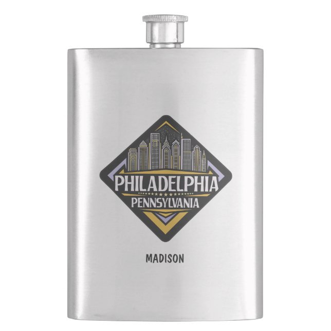 Custom Name Philadelphia Pennsylvania Hip Flask (Front)
