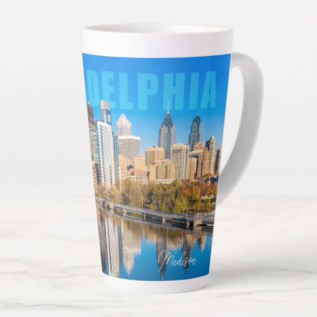 Custom Name Philadelphia Pennsylvania Latte Mug (Right Angle)