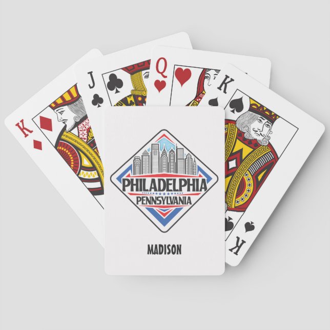 Custom Name Philadelphia Pennsylvania Playing Cards (Back)
