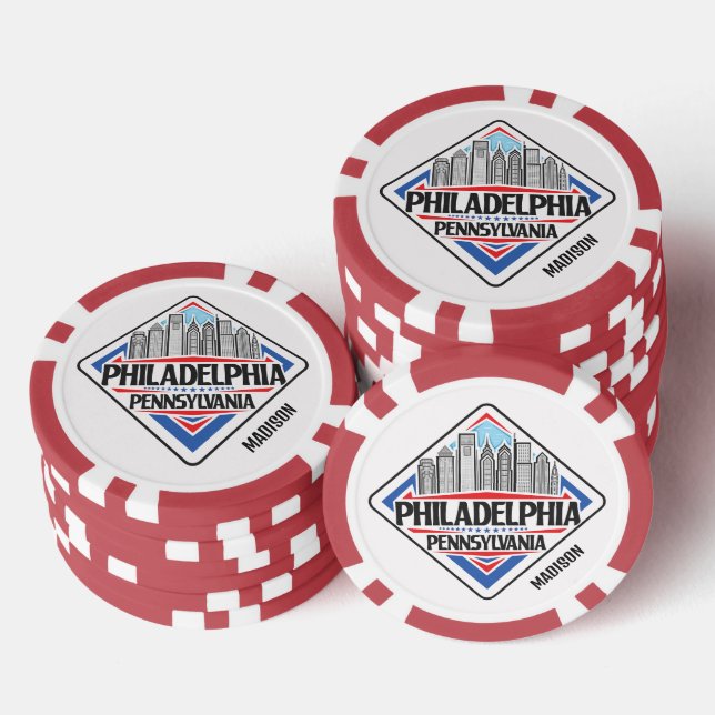 Custom Name Philadelphia Pennsylvania Poker Chips (Stack)