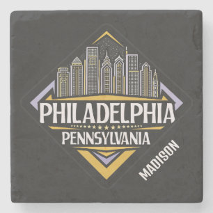 Custom Name Philadelphia Pennsylvania Stone Coaster