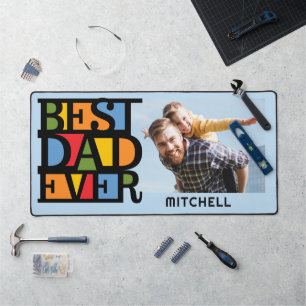 Custom Name & Photo Best Dad Ever Desk Mat