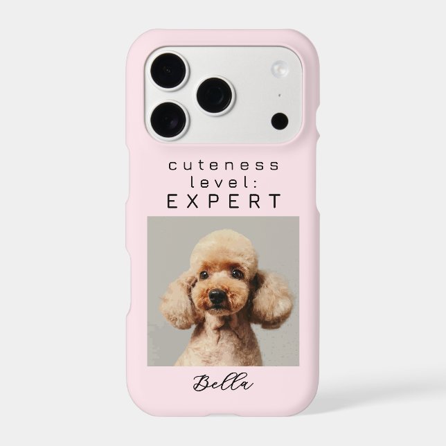 Custom Name Photo Cute Dog Fun Phrase Pastel Pink  (Back)
