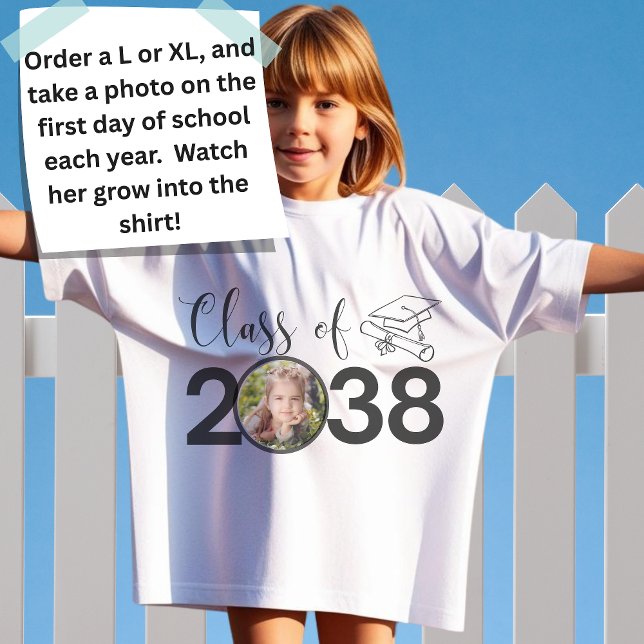 Custom Name, Photo, Handprint Class of 2038  T-Shirt (Creator Uploaded)