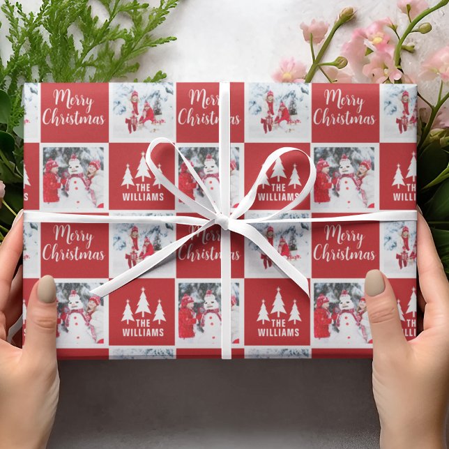  Custom Name Photo Pattern Red Merry Christmas Wrapping Paper (Custom Name Photo Pattern Red Merry Christmas Wrapping Paper
)