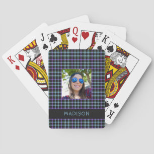 Custom Name & Photo Plaid / Tartan Pattern Playing Cards