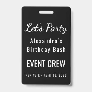 Custom Name Photo QR Code Birthday Party Staff ID Badge