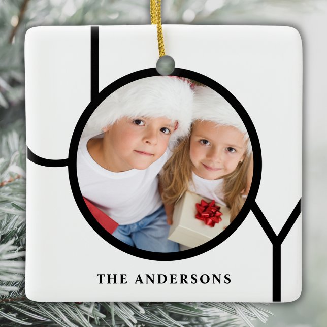 Custom Name Photo White Christmas  Ceramic Ornament (Creator Uploaded)