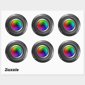 Custom Name Photographer Colour Wheel Camera Lens Classic Round Sticker