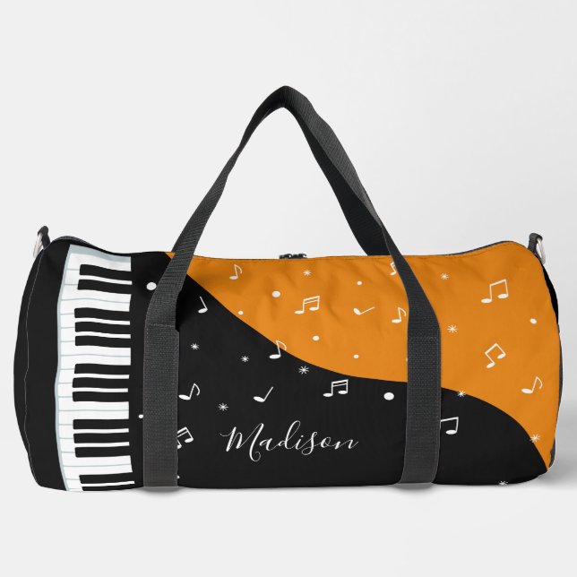Custom name Piano Music Duffle Bag (Front)