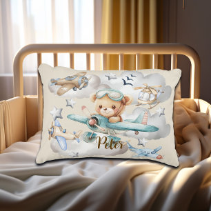 Custom Name Pilot Teddy Bear  Decorative Cushion