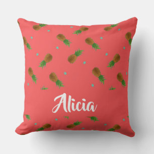 Custom name pineapples on pink night light cushion