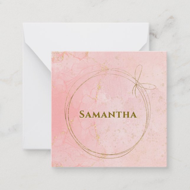 Custom Name Pink and Gold Square Card (Front)