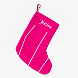 Custom name pink and white small christmas stocking
