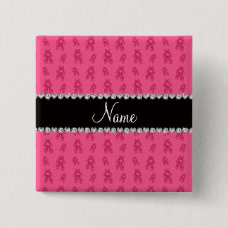 Custom name pink ballet shoes 15 cm square badge