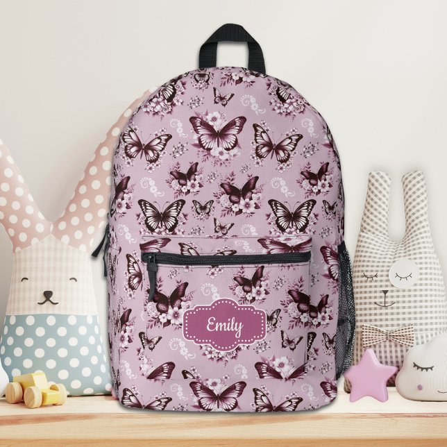 Custom Name Pink Butterfly Backpack (Creator Uploaded)