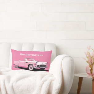 Custom Name Pink Classic Car Lumbar Cushion