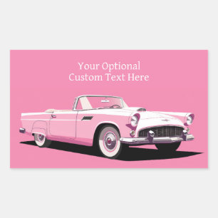 Custom Name Pink Classic Car Rectangular Sticker