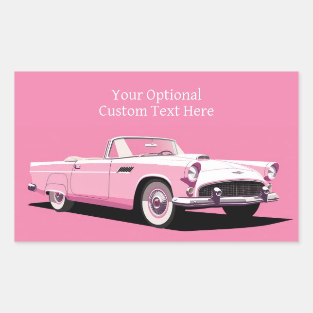 Custom Name Pink Classic Car Rectangular Sticker (Front)