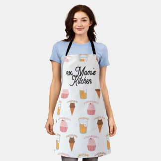Custom Name Pink Cupcake and Black Cat Pattern  Apron