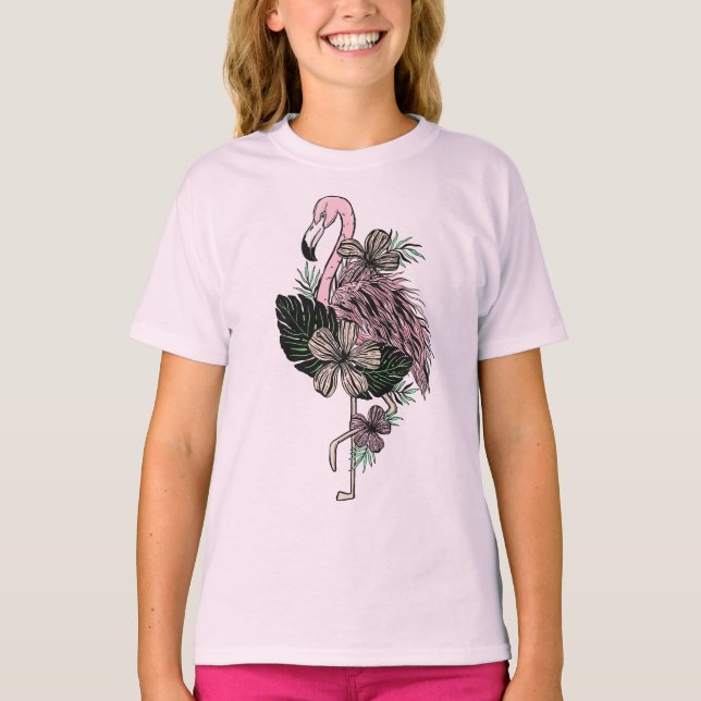 Custom Name Pink Flamingo T-Shirt (Front)