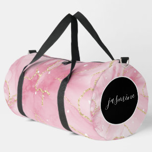 Custom Name pink Glitter Agat monogram duffle bag