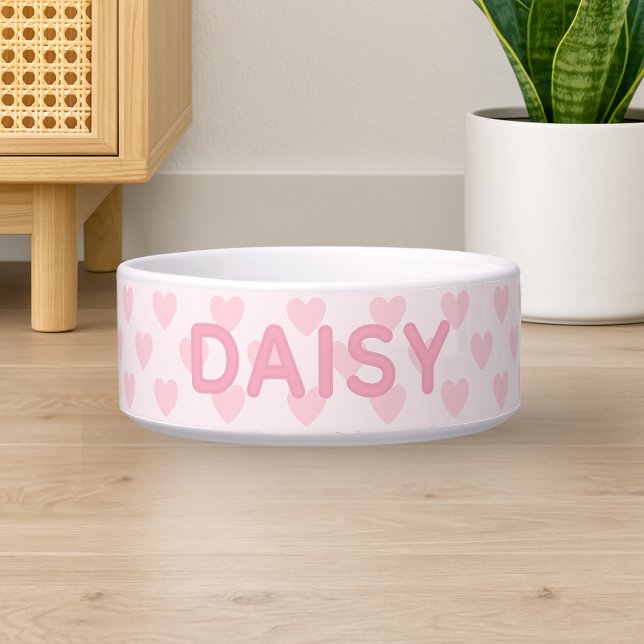 Custom Name Pink Hearts Dog Bowl (Custom Name Pink Hearts Dog Bowl
)