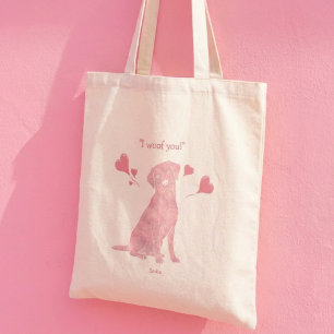 Custom Name Pink Labrador Dog Mum Mother's Day Tote Bag
