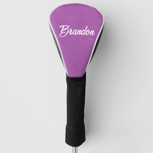 Custom name pink leather golf head cover (Front)