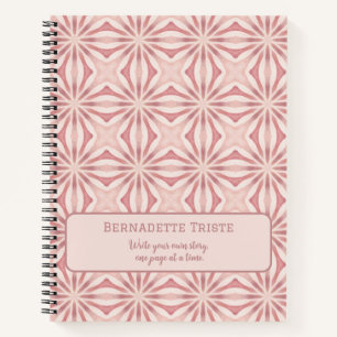 Custom Name Pink Modern Floral Chic Pretty Girly  Notebook