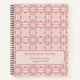 Custom Name Pink Modern Floral Chic Pretty Girly Notebook