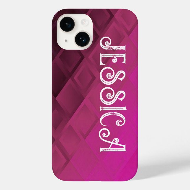 Custom name pink ombre shapes Case-Mate iPhone case (Back)