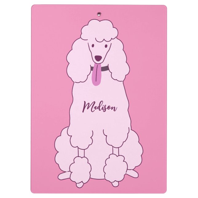 Custom Name Pink Poodle Clipboard (Back)