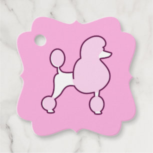 Custom Name Pink Poodle Favour Tags