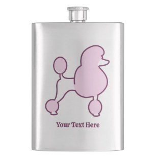 Custom Name Pink Poodle Hip Flask