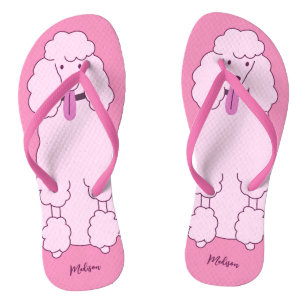 Custom Name Pink Poodle Jandals