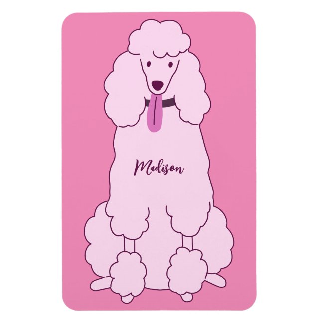 Custom Name Pink Poodle Magnet (Vertical)