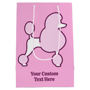 Custom Name Pink Poodle Medium Gift Bag