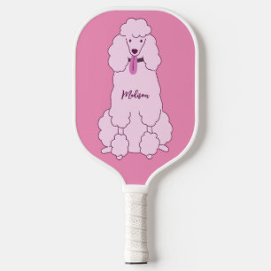 Custom Name Pink Poodle Pickleball Paddle