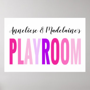 Custom Name Pink Purple Playroom Poster