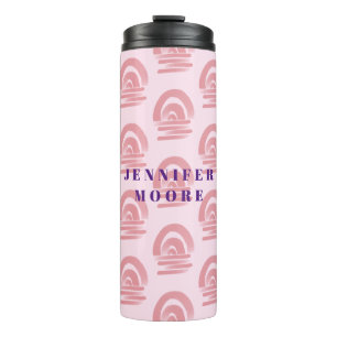 Custom Name Pink Rainbow Pattern Thermal Tumbler