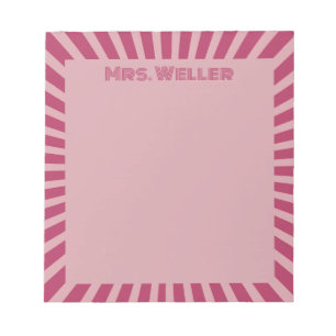 Custom Name Pink Retro Teacher Appreciation  Notepad