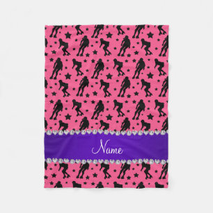Custom name pink roller derby stars fleece blanket