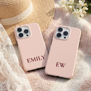 Custom Name Pink Striped Bridesmaid Mum Teacher iPhone 15 Pro Case