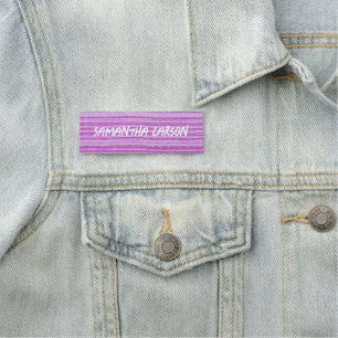 Custom name pink stripes textiled tag