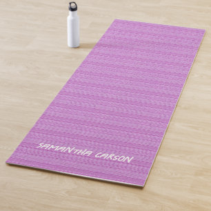Custom name pink stripes textiled yoga mat