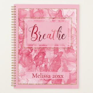 Custom Name Pink Swirl & Gold Trim Planner