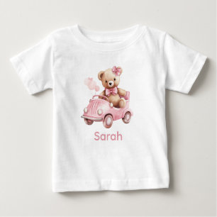 Custom Name Pink Teddy Bear Baby Shirt