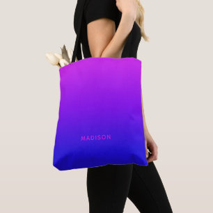 Custom name Pink to Blue Gradient bags